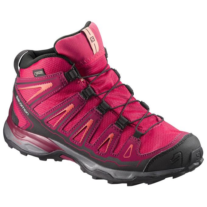 Chaussures De Randonnée Salomon Enfant Rose / Noir - Salomon X-ULTRA MID GTX® J - France (3764-LPXSW